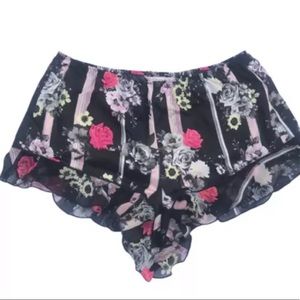 VS SATIN PAJAMA SLEEP FLOUNCE SHORTS FLORAL S